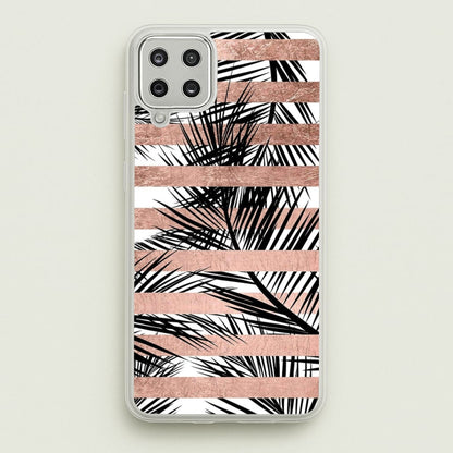 Rose Gold Tropical Palm Leaf Pattern  -  Phone Case for Galaxy A12