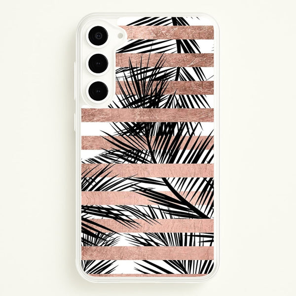 Rose Gold Tropical Palm Leaf Pattern  -  Phone Case for Galaxy S23