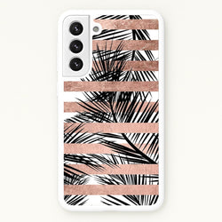 Rose Gold Tropical Palm Leaf Pattern  -  Phone Case for Galaxy S22 Plus