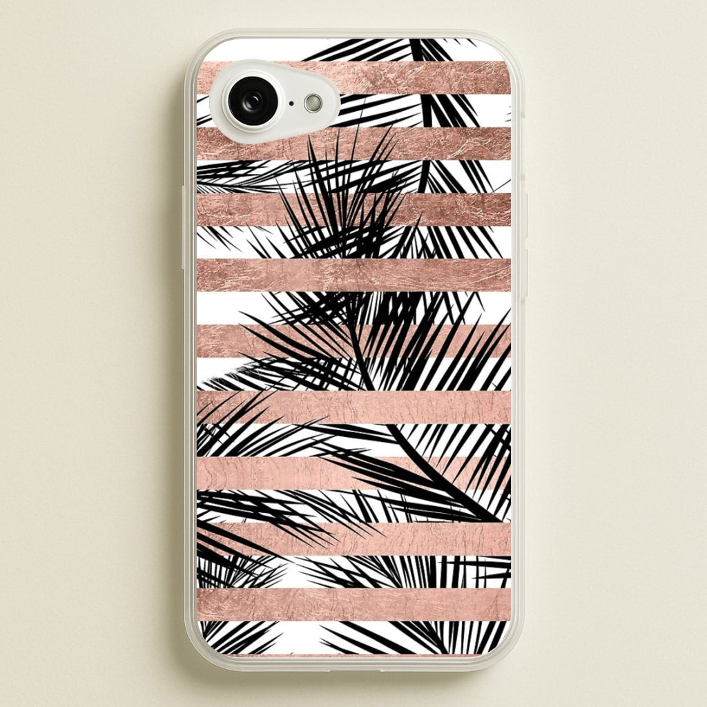 Rose Gold Tropical Palm Leaf Pattern  -  Phone Case for iPhone 16e
