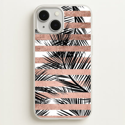 Rose Gold Tropical Palm Leaf Pattern  -  Phone Case for iPhone 13