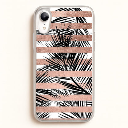 Rose Gold Tropical Palm Leaf Pattern  -  Phone Case for iPhone XR