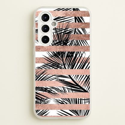 Rose Gold Tropical Palm Leaf Pattern  -  Phone Case for Galaxy A54
