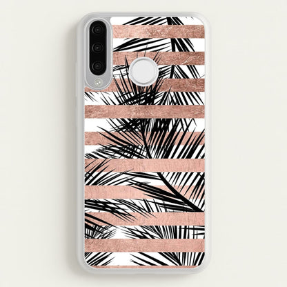 Rose Gold Tropical Palm Leaf Pattern  -  Phone Case for Huawei P30 Lite