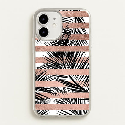 Rose Gold Tropical Palm Leaf Pattern  -  Phone Case for iPhone 12 / 12 Pro