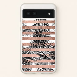 Rose Gold Tropical Palm Leaf Pattern  -  Phone Case for Google Pixel 6a