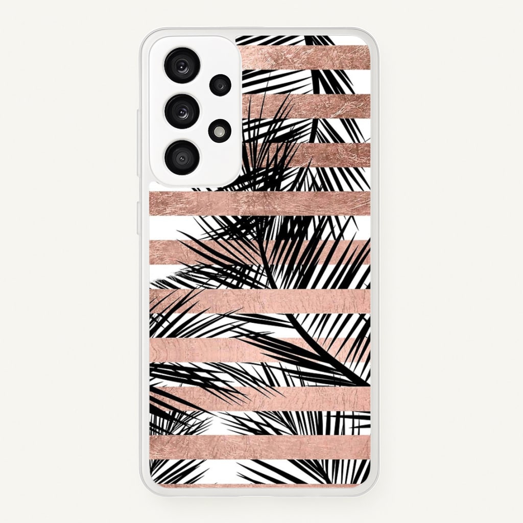 Rose Gold Tropical Palm Leaf Pattern  -  Phone Case for Galaxy A53