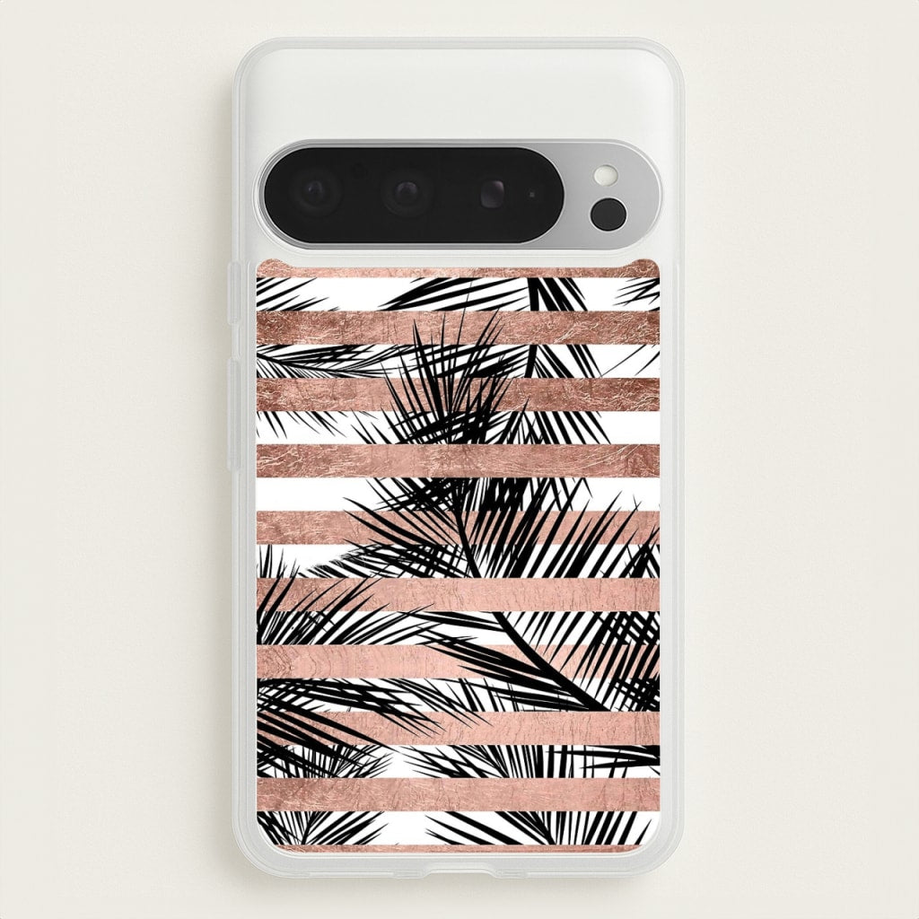 Rose Gold Tropical Palm Leaf Pattern  -  Phone Case for Google Pixel 9 Pro XL