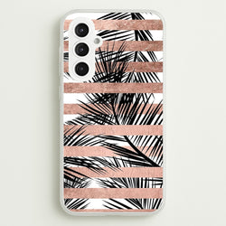 Rose Gold Tropical Palm Leaf Pattern  -  Phone Case for Galaxy S23FE