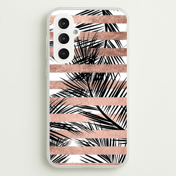 Rose Gold Tropical Palm Leaf Pattern  -  Phone Case for Galaxy S23FE