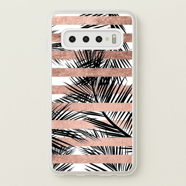 Rose Gold Tropical Palm Leaf Pattern  -  Phone Case for Galaxy S10