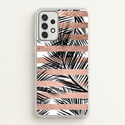 Rose Gold Tropical Palm Leaf Pattern  -  Phone Case for Galaxy A52 / A52s