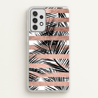 Rose Gold Tropical Palm Leaf Pattern  -  Phone Case for Galaxy A52 / A52s