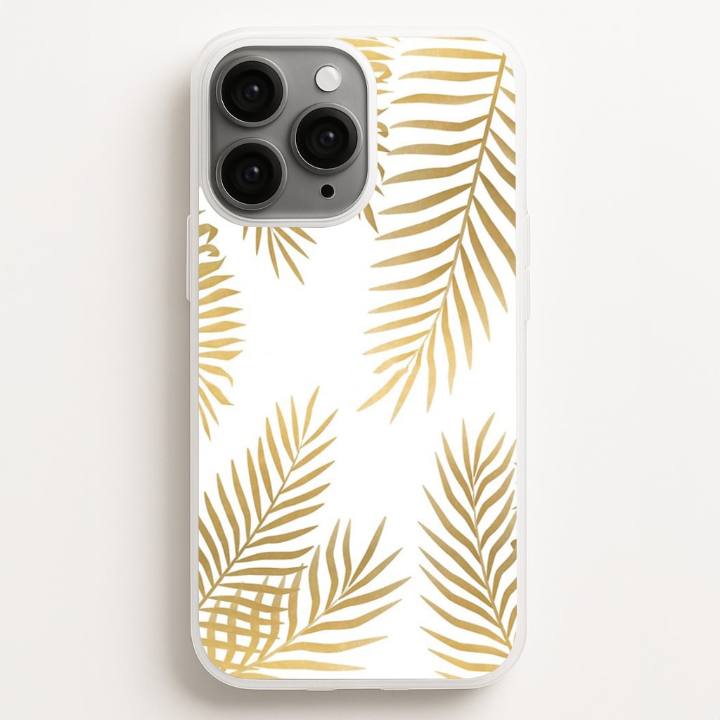 Gold Palm Leaf Pattern Phone Case