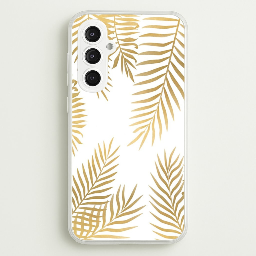 Gold Palm Leaf Pattern  -  Phone Case for Galaxy S23FE