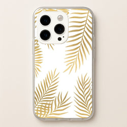 Gold Palm Leaf Pattern  -  Phone Case for iPhone 15 Pro Max
