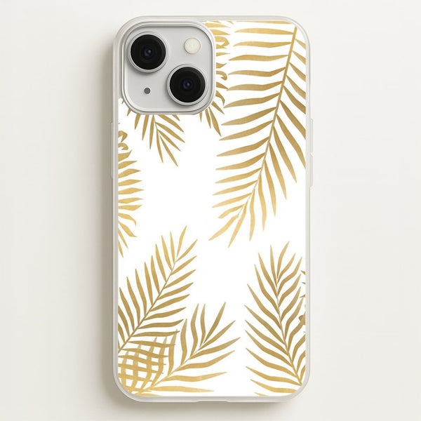 Gold Palm Leaf Pattern  -  Phone Case for iPhone 13