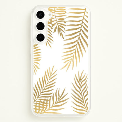 Gold Palm Leaf Pattern  -  Phone Case for Galaxy S23 Plus