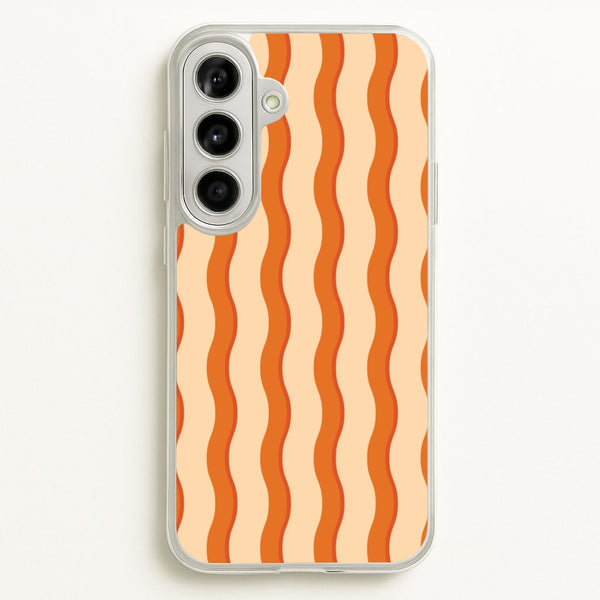 Orange Wavy Stripes Pattern  - Patterns Phone Case for Galaxy A56