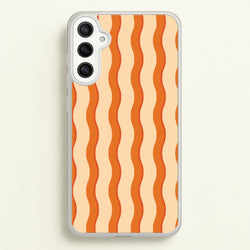 Orange Wavy Stripes Pattern  - Patterns Phone Case for Galaxy A36