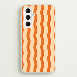 Orange Wavy Stripes Pattern  - Patterns Phone Case for Galaxy A16