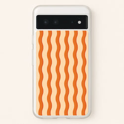 Orange Wavy Stripes Pattern  - Patterns Phone Case for Google Pixel 6