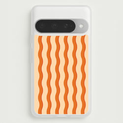 Orange Wavy Stripes Pattern Phone Case for Google Pixel 10 Pro XL