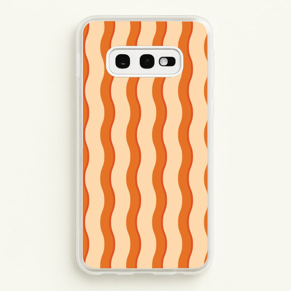 Orange Wavy Stripes Pattern  - Patterns Phone Case for Galaxy S10e