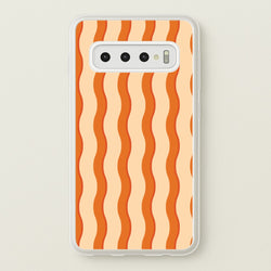 Orange Wavy Stripes Pattern  - Patterns Phone Case for Galaxy S10