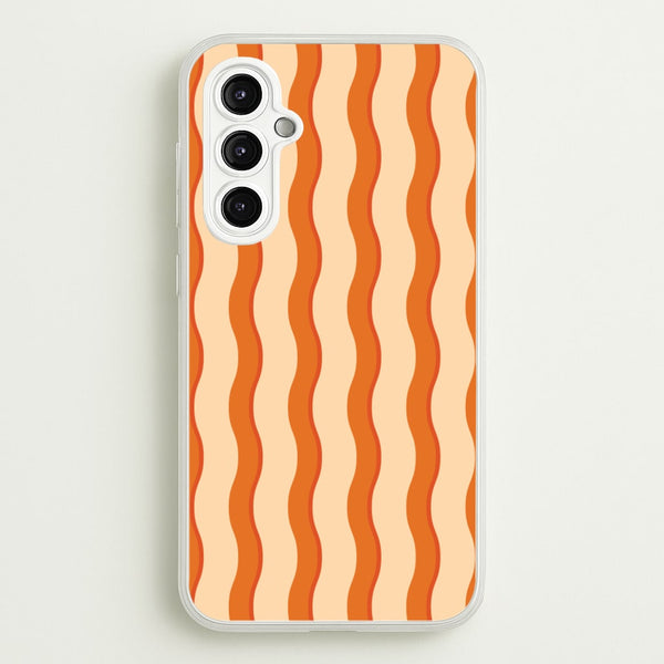 Orange Wavy Stripes Pattern  - Patterns Phone Case for Galaxy A14