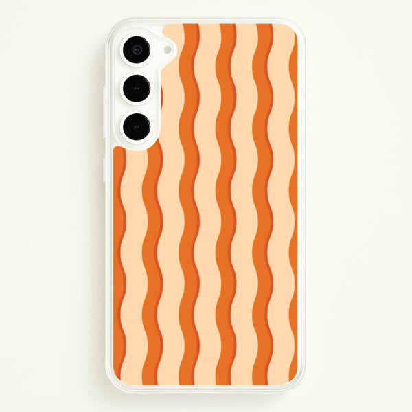 Orange Wavy Stripes Pattern  - Patterns Phone Case for Galaxy S23 Plus