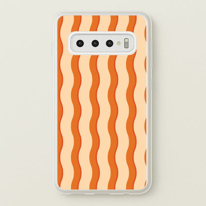 Orange Wavy Stripes Pattern  - Patterns Phone Case for Galaxy S10 Plus