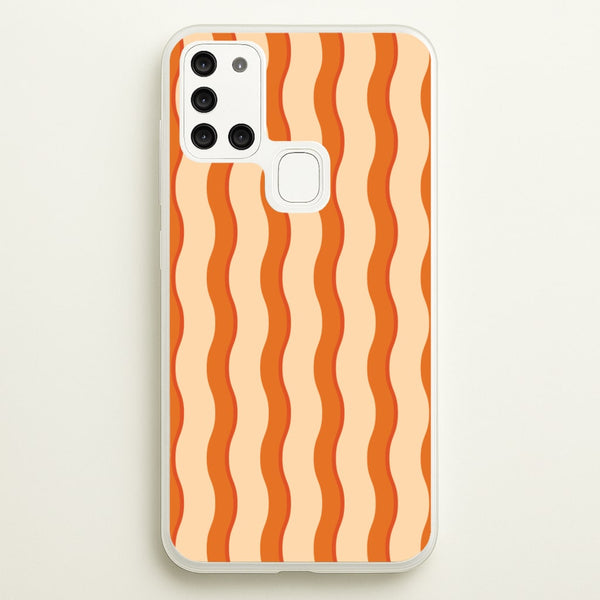 Orange Wavy Stripes Pattern  - Patterns Phone Case for Galaxy A21s