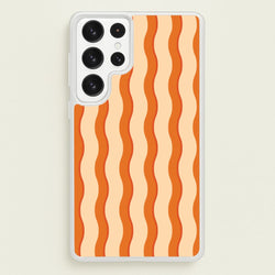 Orange Wavy Stripes Pattern  - Patterns Phone Case for Galaxy S22 Ultra
