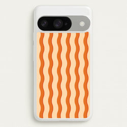 Orange Wavy Stripes Pattern Phone Case for Google Pixel 10 / 10 Pro