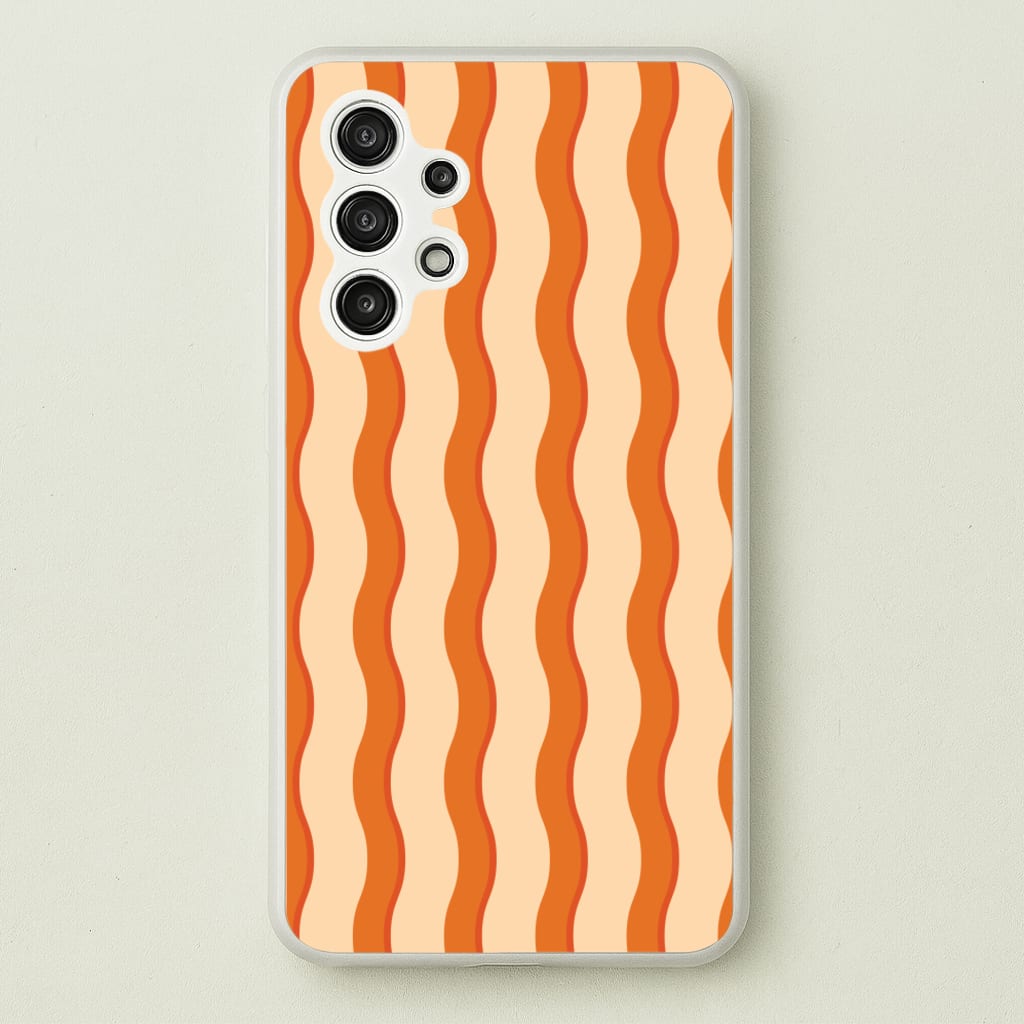 Orange Wavy Stripes Pattern  - Patterns Phone Case for Galaxy A13