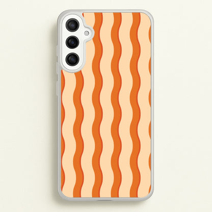 Orange Wavy Stripes Pattern  - Patterns Phone Case for Galaxy A34