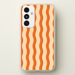 Orange Wavy Stripes Pattern  - Patterns Phone Case for Galaxy A55