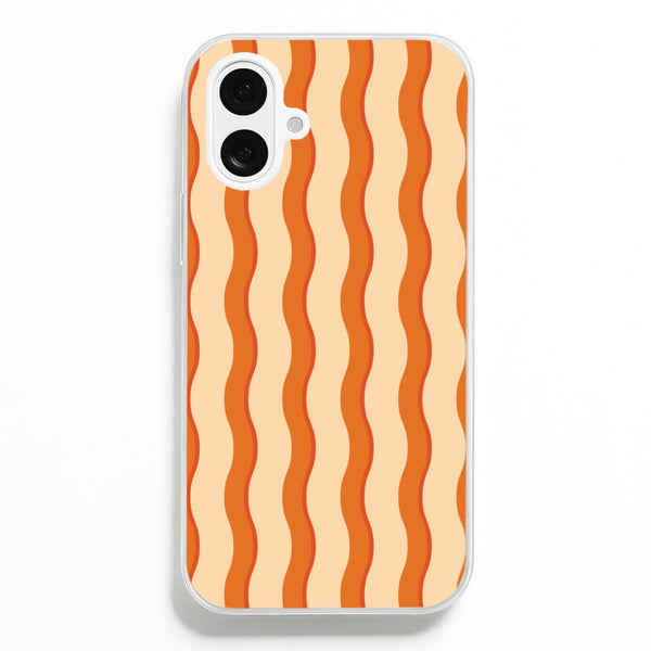 Orange Wavy Stripes Pattern  - Patterns Phone Case for iPhone 16 Plus