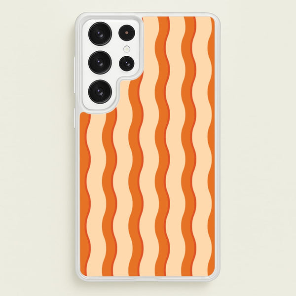 Orange Wavy Stripes Pattern  - Patterns Phone Case for Galaxy S23 Ultra