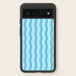 Blue Wavy Stripes Pattern  - Patterns Phone Case for Google Pixel 7a