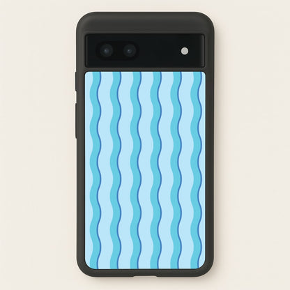 Blue Wavy Stripes Pattern  - Patterns Phone Case for Google Pixel 7a