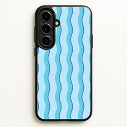Blue Wavy Stripes Pattern  - Patterns Phone Case for Galaxy A56