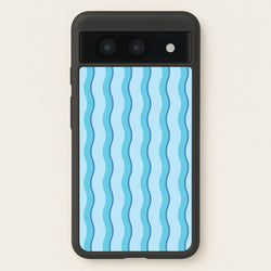 Blue Wavy Stripes Pattern  - Patterns Phone Case for Google Pixel 8a