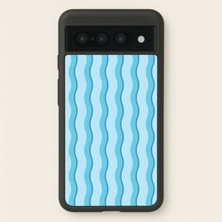 Blue Wavy Stripes Pattern  - Patterns Phone Case for Google Pixel 7 Pro