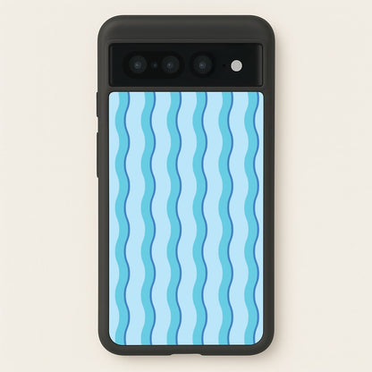 Blue Wavy Stripes Pattern  - Patterns Phone Case for Google Pixel 7 Pro