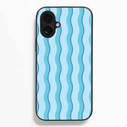 Blue Wavy Stripes Pattern  - Patterns Phone Case for iPhone 16 Plus