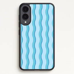 Blue Wavy Stripes Pattern  - Patterns Phone Case for Galaxy S25 Edge