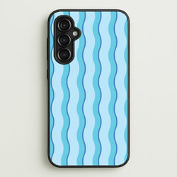 Blue Wavy Stripes Pattern  - Patterns Phone Case for Galaxy A14