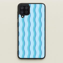 Blue Wavy Stripes Pattern  - Patterns Phone Case for Galaxy A12